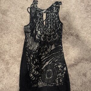 Charlotte Russe Black Lace Patterned Dress